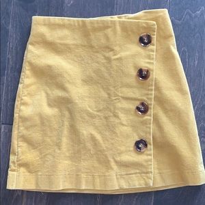 Altar'd State Yellow Corduroy Button-Front Mini Skirt